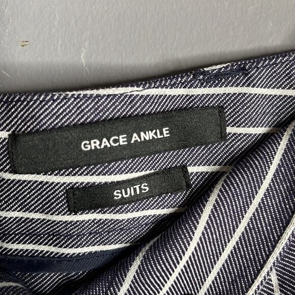 Jones New York Navy Striped Grace Ankle Pants Size 8 - Picture 6 of 9